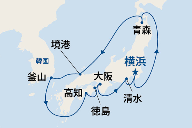 M622 コース1 航路図(2026年・横浜発着)